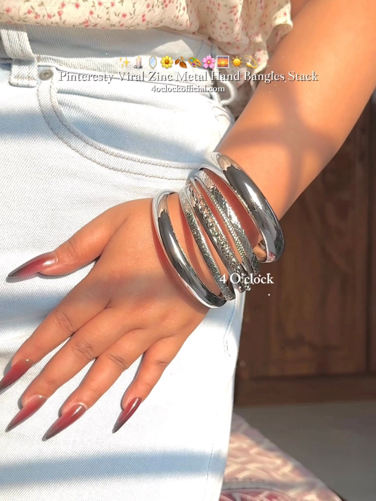 BOHO10: Boho Bangles: 8 pieces set (Silver)