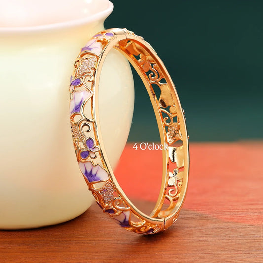 ✨🏰VC61: Cloisonné Vintage Victorian Bangles : Purple 🌸🕯️