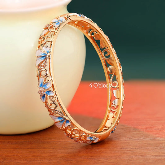 ✨🏰VC42: Cloisonné Vintage Victorian Bangles : Blue 🌸🕯️