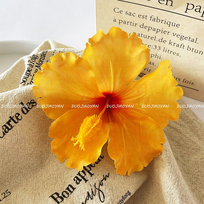 Hibiscus Flower Side Hair Clip: Yellow