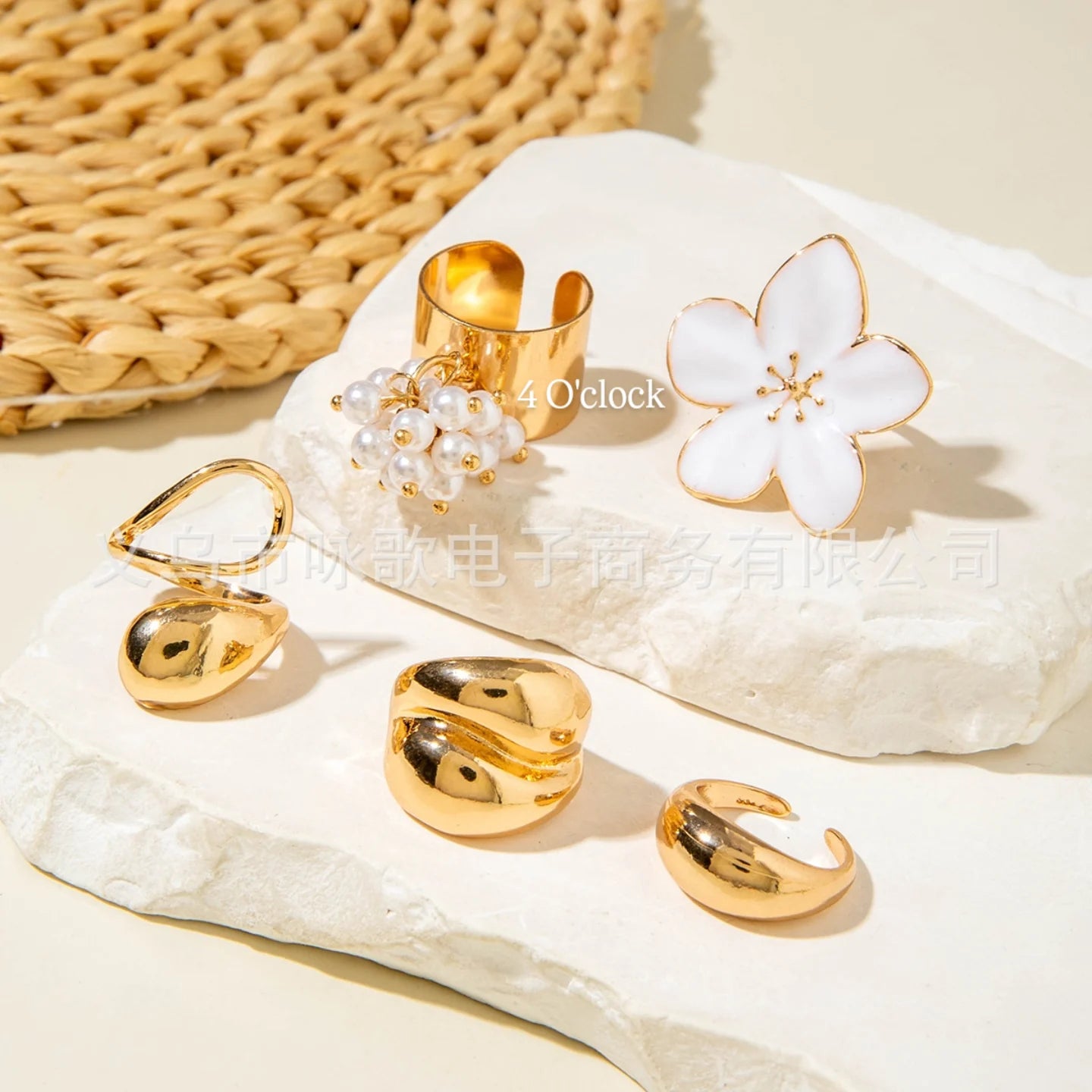 ✨RS83: Maximalistic Finger Ring Sets (Golden) - 5pcs (Full set adjustable)