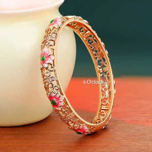 ✨🏰VC51: Cloisonné Vintage Victorian Bangles : Red & Pink 🌸🕯️