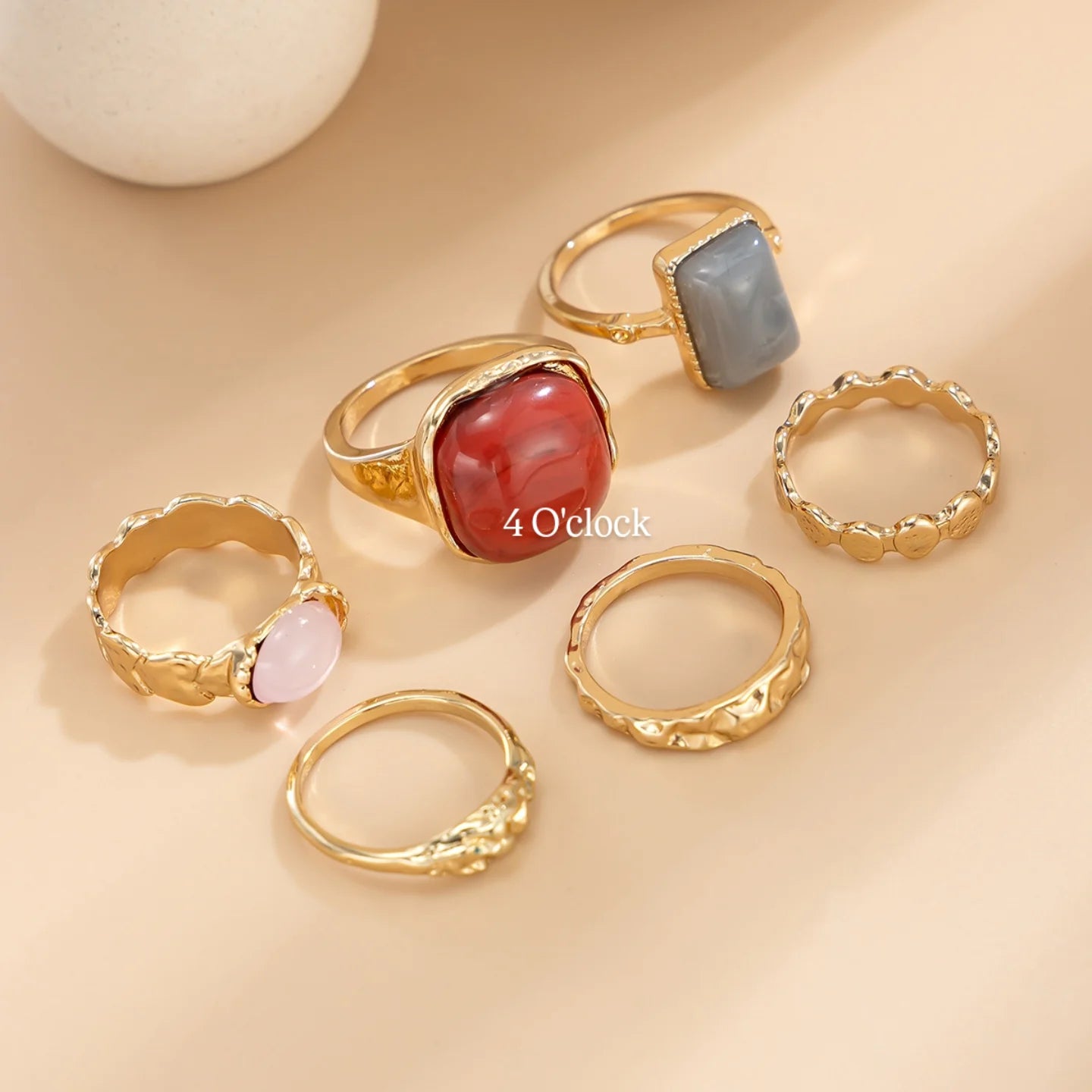 ✨RS100: Maximalistic Finger Ring Sets (Golden) - 6pcs (not adjustable)