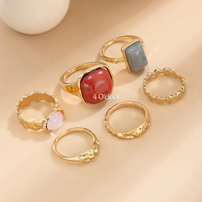 ✨RS100: Maximalistic Finger Ring Sets (Golden) - 6pcs (not adjustable)