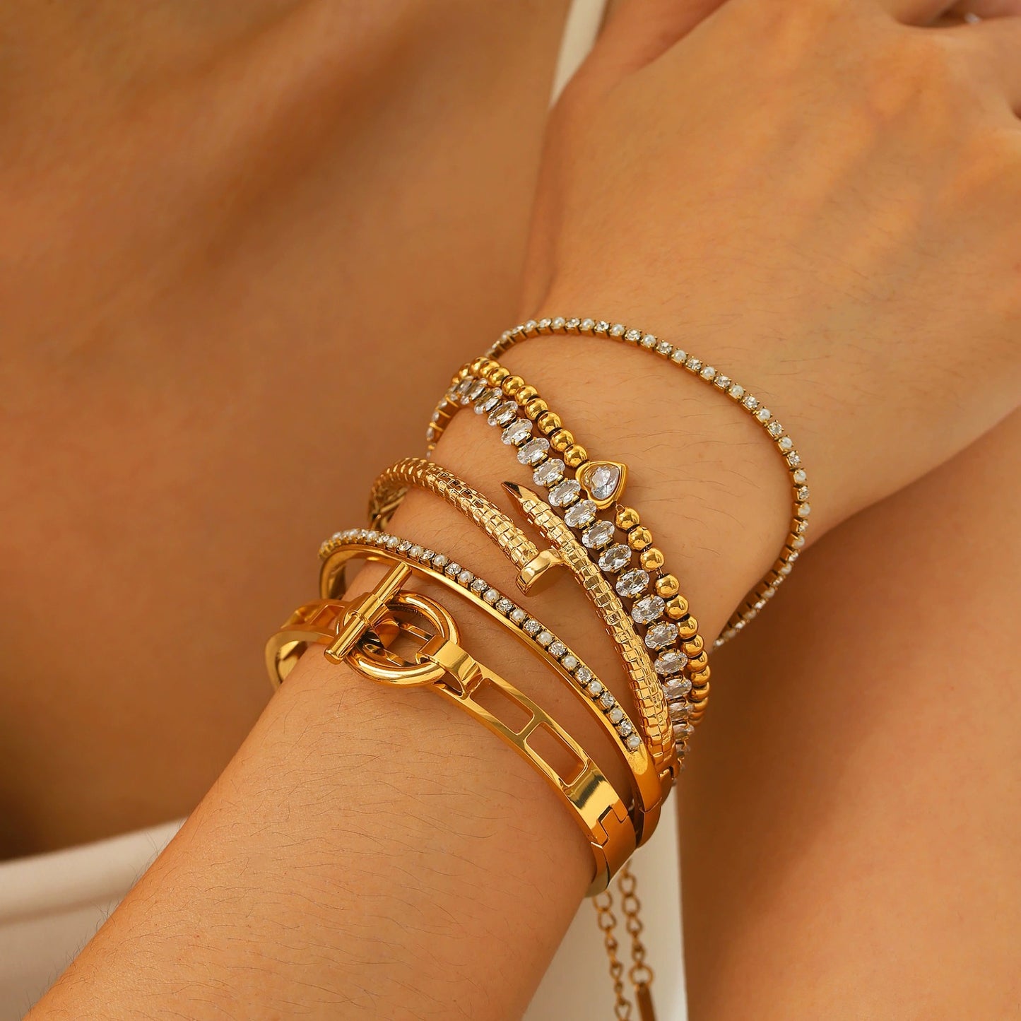 CB42: 18k Gold Plated Premium Stainless Steel Cuff Bracelet