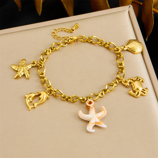 BN37: 18K Gold Plated Premium Stainless Steel Charm Bracelet