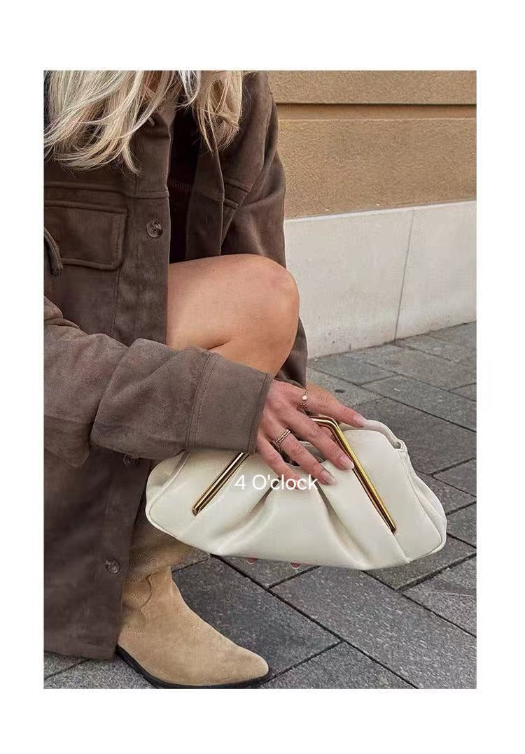 Metal Frame Handbag: Off-white
