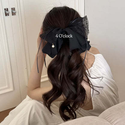 Pinteresty Mesh Pearl Butterfly Hairclips: Black