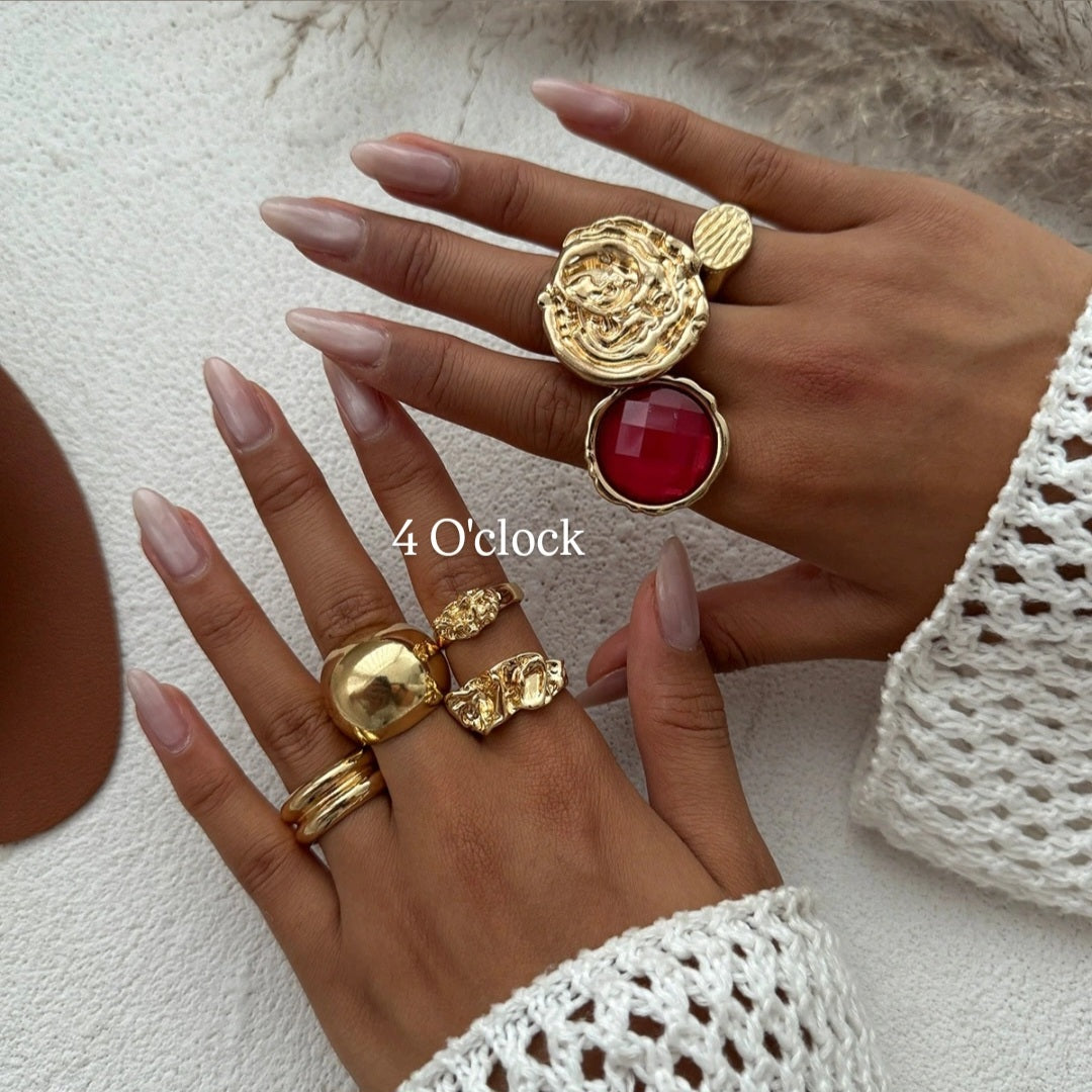 ✨RS113: Maximalistic Finger Ring Sets (Golden) - 7pcs (Adjustable-Non adjustable mixed sizes)