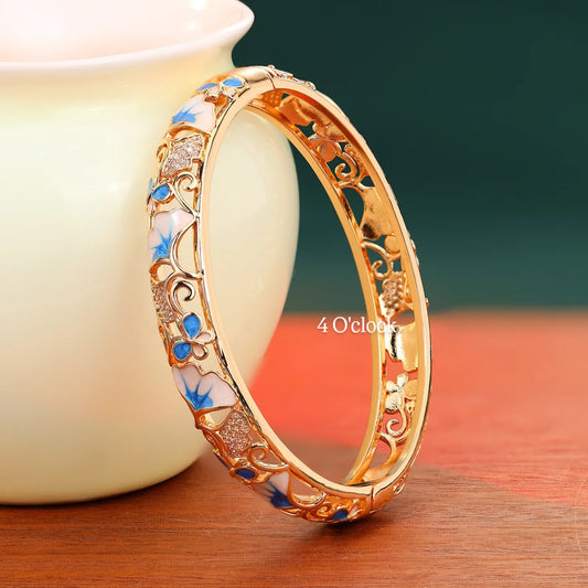 ✨🏰VC62: Cloisonné Vintage Victorian Bangles : Blue 🌸🕯️