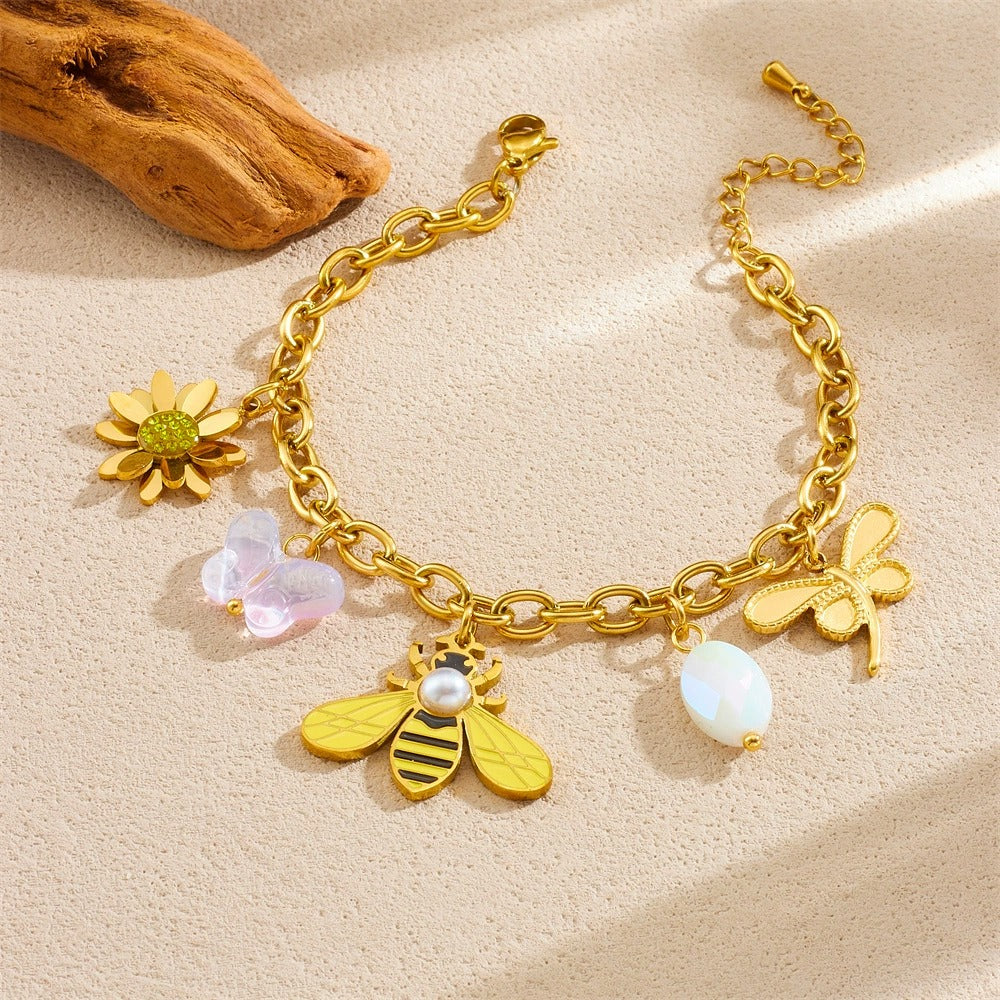 BN29: 18K Gold Plated Premium Stainless Steel Charm Bracelet