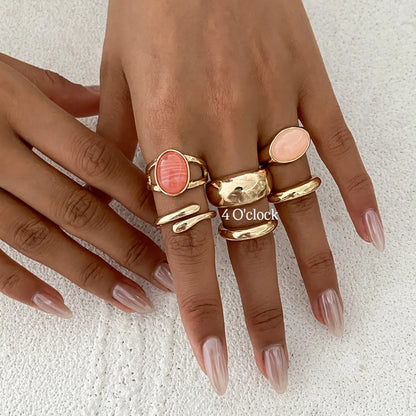 ✨RS102: Maximalistic Finger Ring Sets (Golden) - 6pcs (not adjustable)