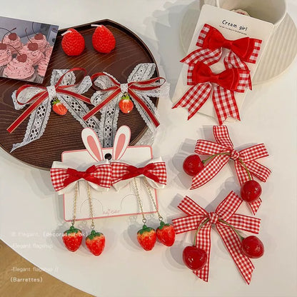 Cherry & Strawberry Cottagecore Hair Clips: Cherry (1 pair)