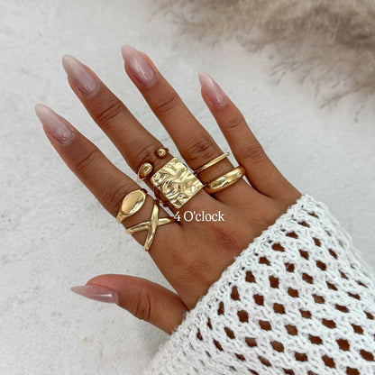 ✨RS105: Maximalistic Finger Ring Sets (Golden) - 6pcs (Full set adjustable)