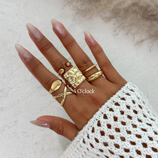 ✨RS105: Maximalistic Finger Ring Sets (Golden) - 6pcs (Full set adjustable)