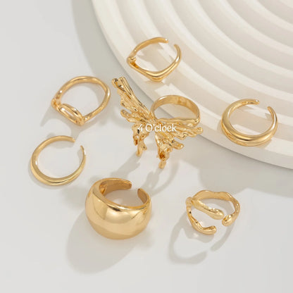 ✨RS111: Maximalistic Finger Ring Sets (Golden) - 6pcs (Adjustable-Non adjustable mixed sizes)