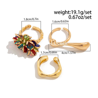 ✨RS115: Maximalistic Finger Ring Sets (Golden) - 3pcs (Adjustable-Non adjustable mixed sizes)