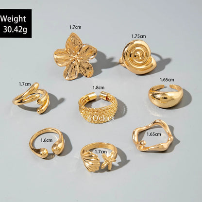 ✨RS02: Maximalistic Finger Ring Sets (Golden) - 8pcs (full set adjustable)