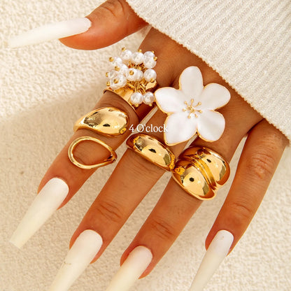 ✨RS83: Maximalistic Finger Ring Sets (Golden) - 5pcs (Full set adjustable)