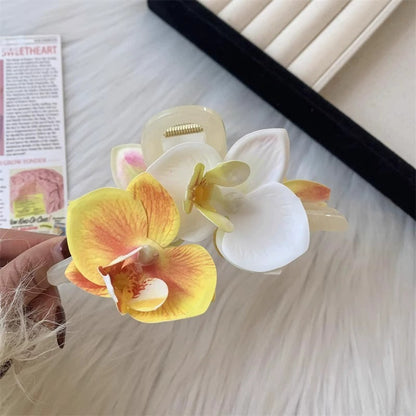 Orchid Bloom Hairclaws: Yellow & White