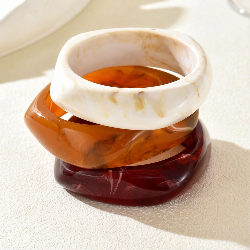 HC170: Trendy Resin Bangle Set (3pcs)
