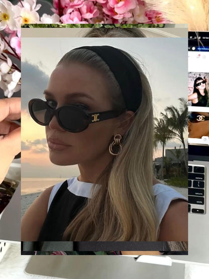 S15: Pinteresty High-End Brand Dupe Round Sunglasses - Black + Brown tinted (with box)