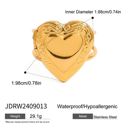 R391: Premium Stainless Steel Picture Finger Ring: Golden