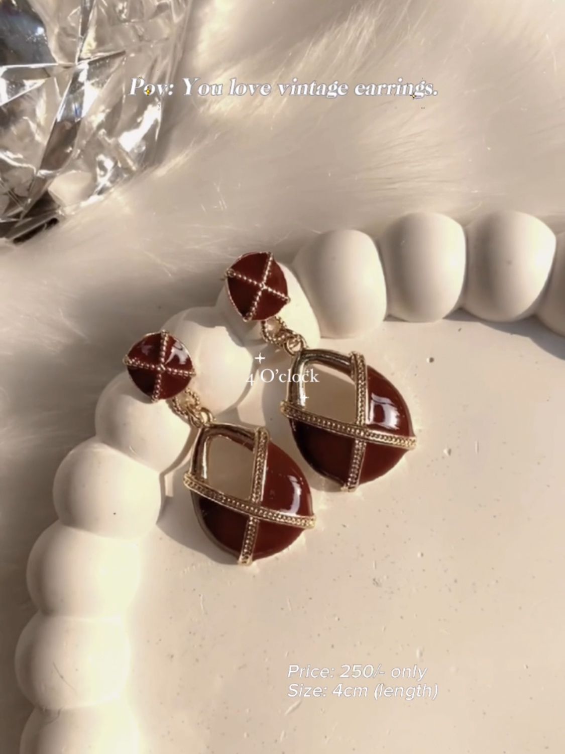Vintage Earrings: Maroon Dainty