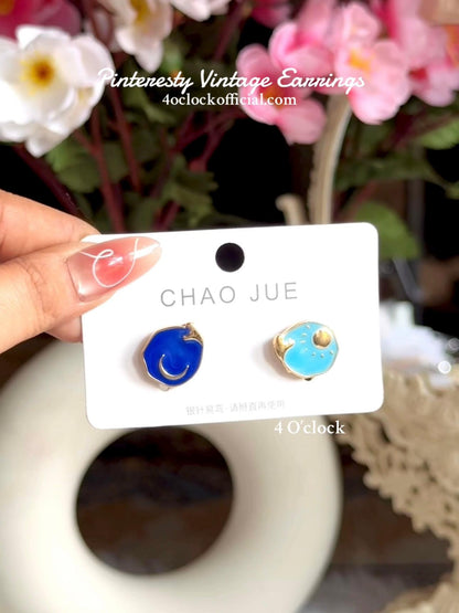 Vintage Earrings: Sun-Moon