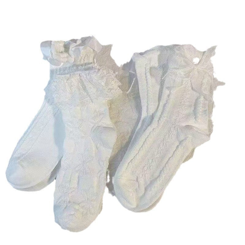 Vintage Socks: White Bow