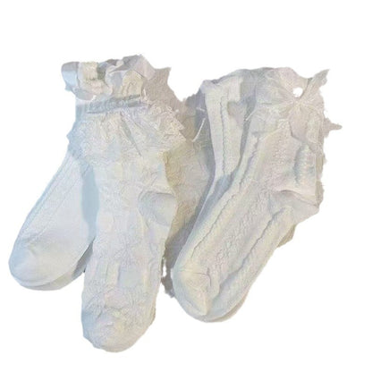 Vintage Socks: White Bow