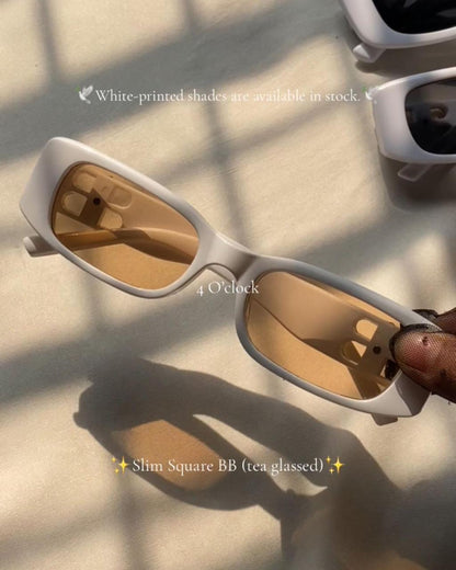White Sunglasses: Slim Square BB: Tinted