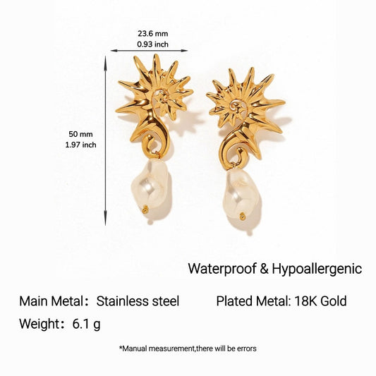 GE29: 18K Gold Plated Premium Stainless Steel Statement Earrings: Seahorse