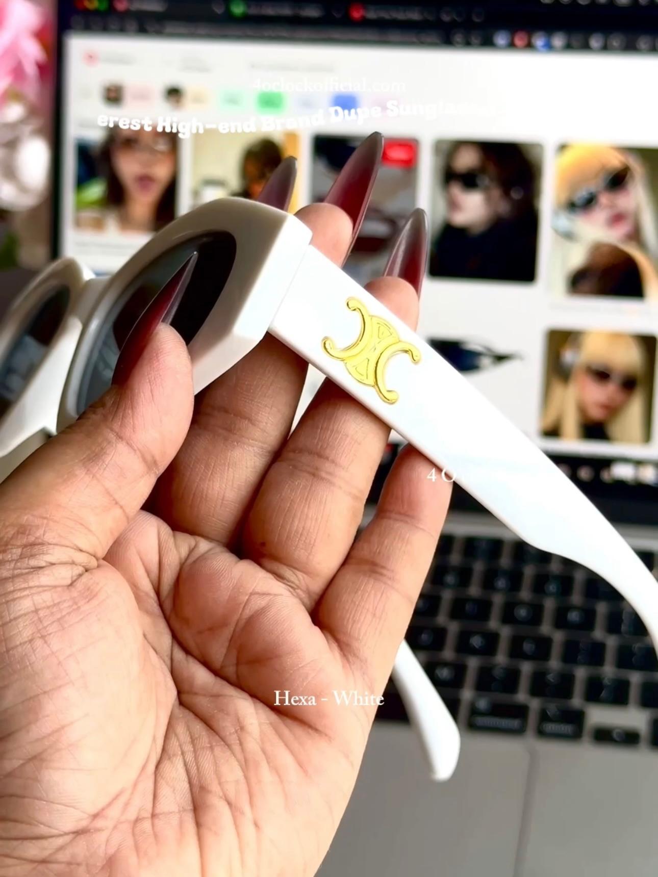 S22: Pinteresty High-End Brand Dupe Sunglasses - White (with box)