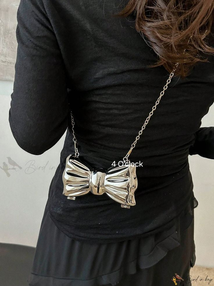 Bow Clutch: Silver