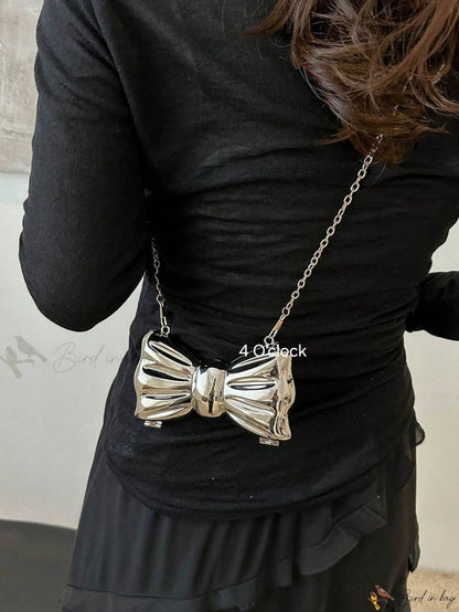 Bow Clutch: Silver