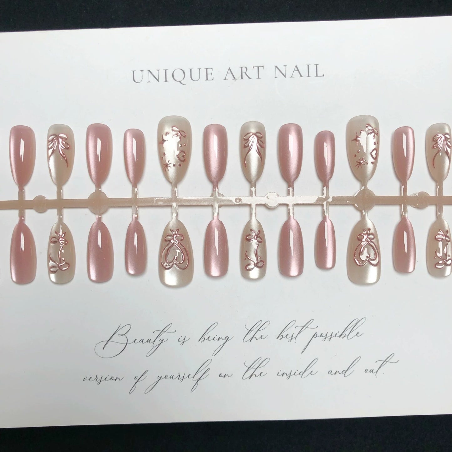 N23: Press On Nails: Ballet Blush . Size M (10 Pcs) - With 12pcs FREE glue stickers.