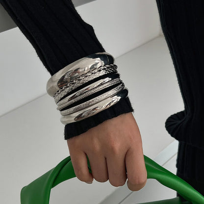BOHO10: Boho Bangles: 8 pieces set (Silver)