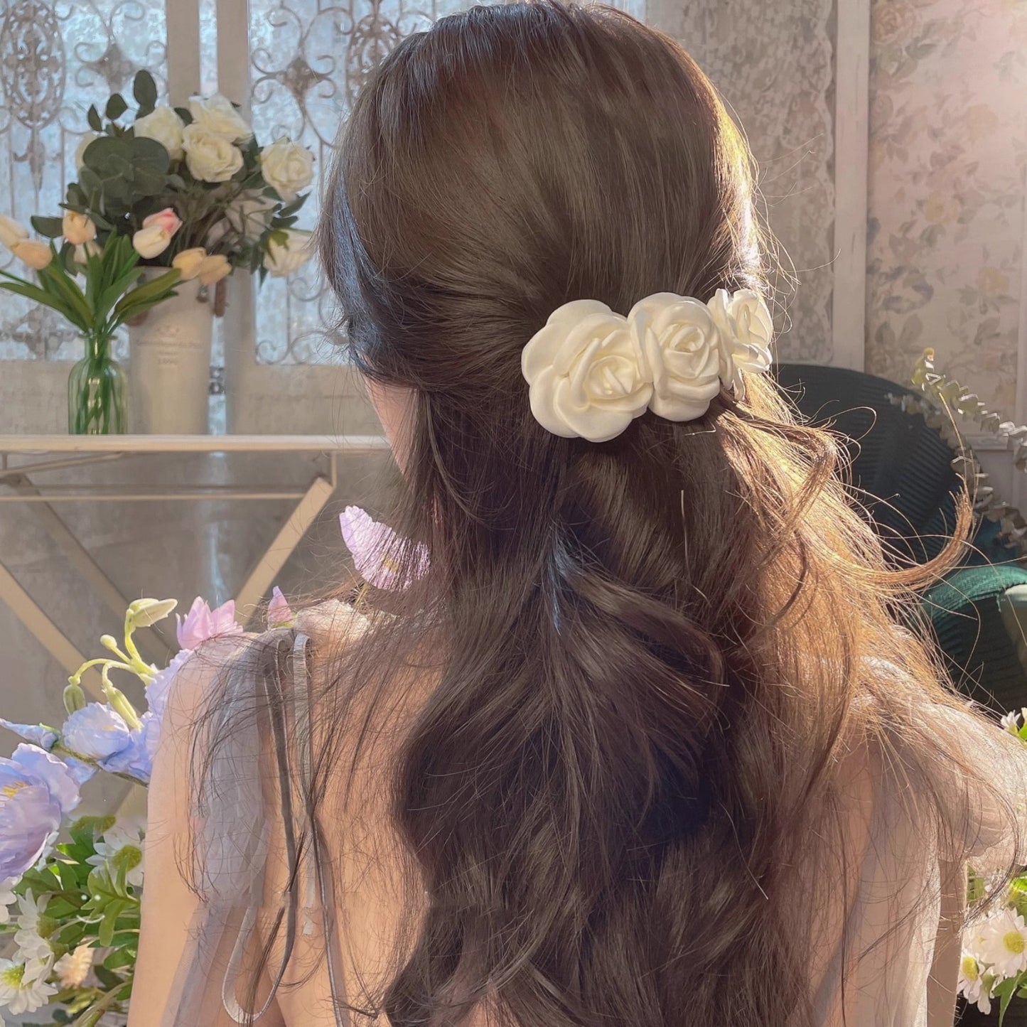 Rose Hairclip: White