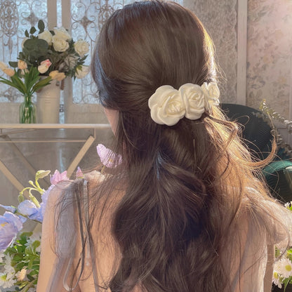 Rose Hairclip: White