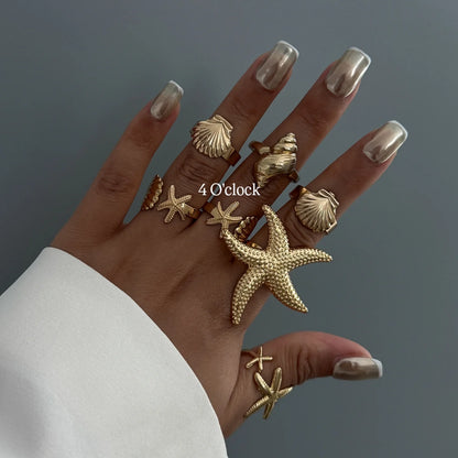 ✨RS96: Maximalistic Finger Ring Sets (Golden) - 7pcs (Full set adjustable)