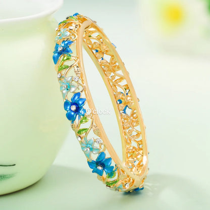 ✨🏰VC18: Cloisonné Vintage Victorian Bangles : Blue 🌸🕯️