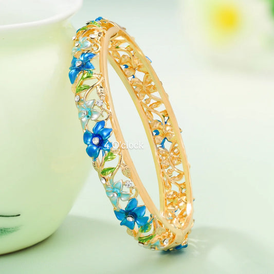 ✨🏰VC18: Cloisonné Vintage Victorian Bangles : Blue 🌸🕯️
