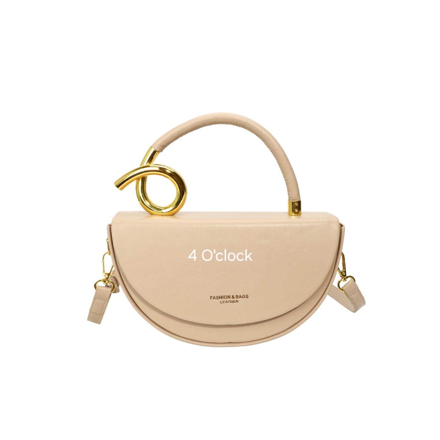 Half Moon Leather Handbag: Khaki