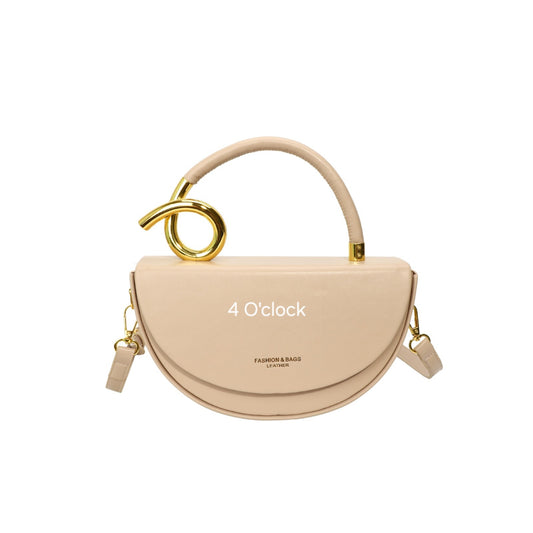 Half Moon Leather Handbag: Khaki