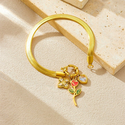 BN36: 18K Gold Plated Premium Stainless Steel Charm Bracelet