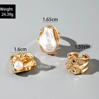 ✨RS54: Maximalistic Finger Ring Sets (Golden) - 3pcs (Adjustable-Non adjustable mixed sizes)