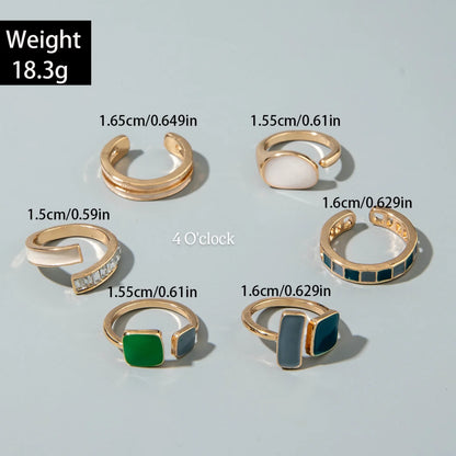 ✨RS91: Maximalistic Finger Ring Sets (Golden) - 6pcs (Full set adjustable)