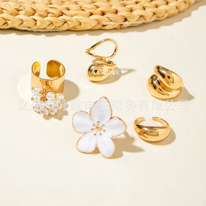 ✨RS83: Maximalistic Finger Ring Sets (Golden) - 5pcs (Full set adjustable)