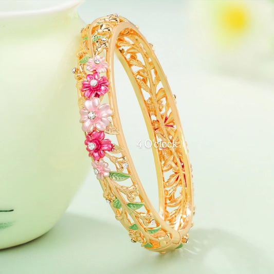 ✨🏰VC31: Cloisonné Vintage Victorian Bangles : Red & Pink 🌸🕯️